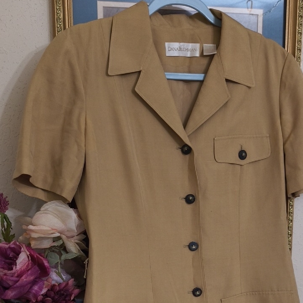 Dana Buchman Beige Short Sleeve Jacket - Picture 3 of 10